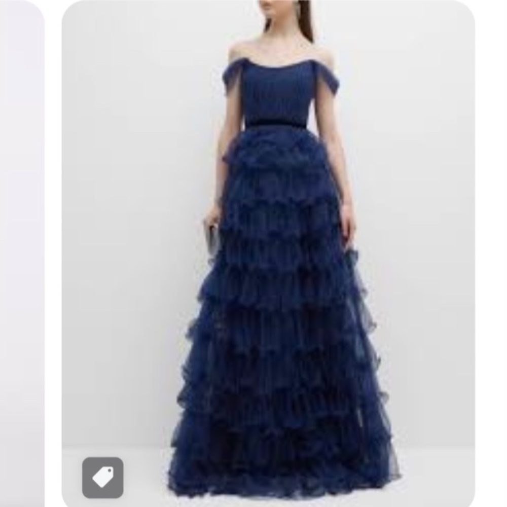 Marchesa Notte Ruffle Tulle Gown